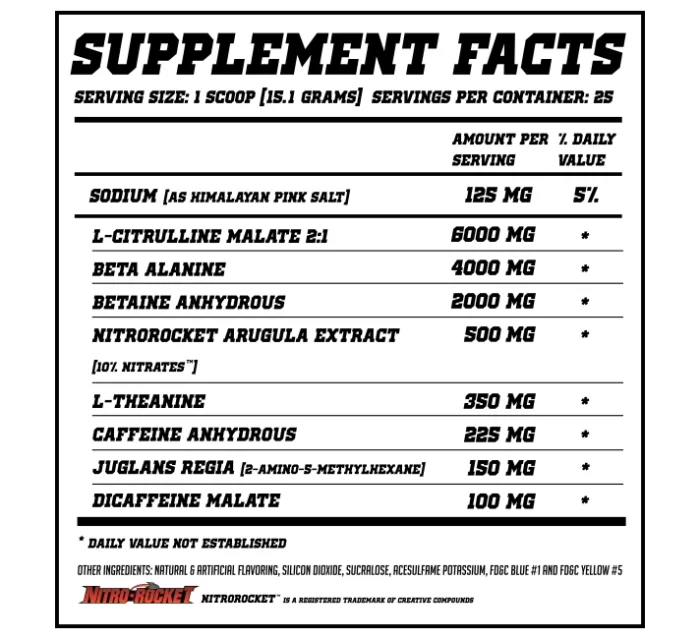 HYPD Supps Yolo Pre Workout Supplement facts 1